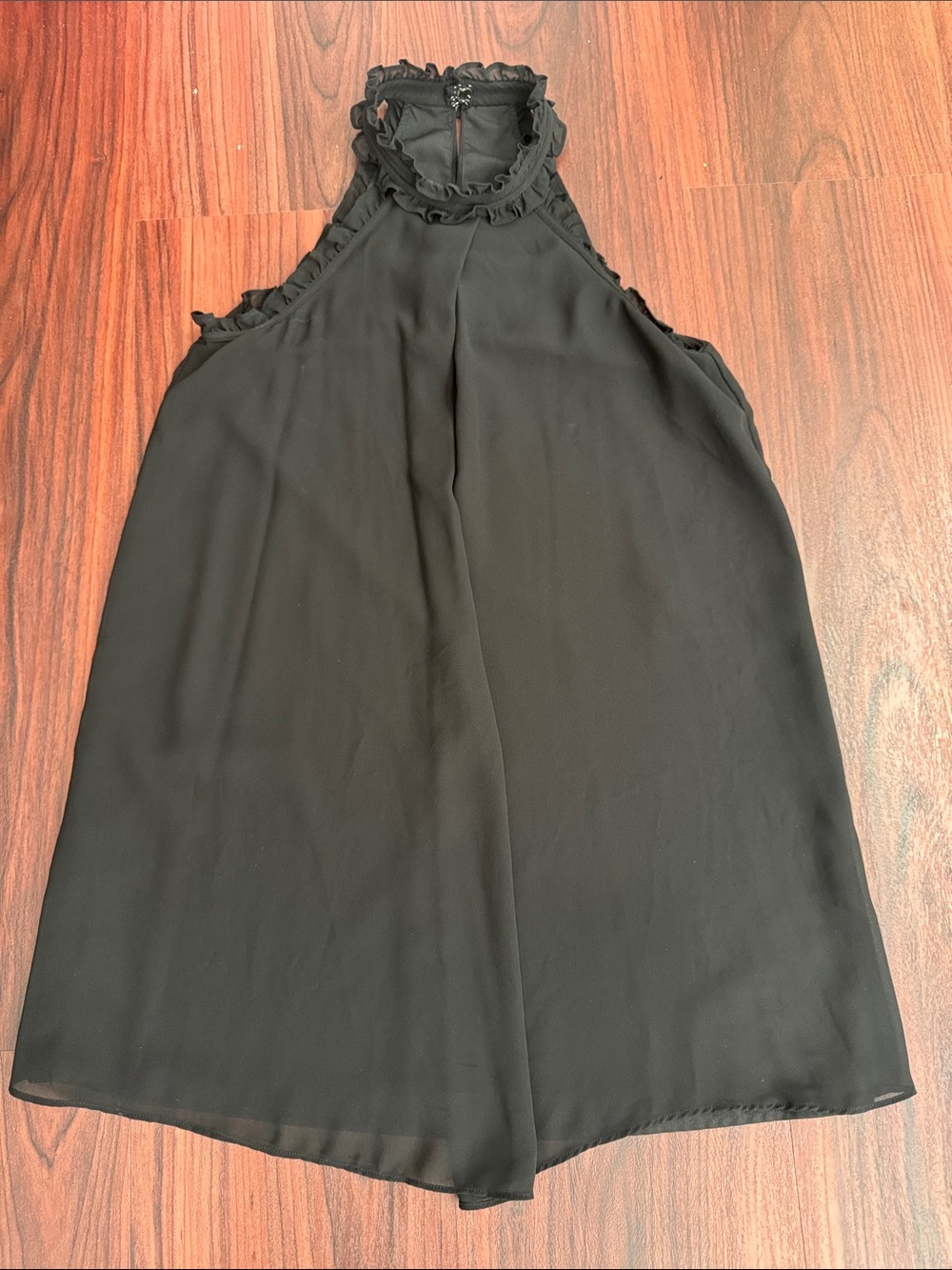 Black Ruffle Halter Neck Women's dress